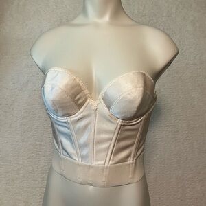 VINTAGE sz 34B Bustier Bra Underwire Boning Strapless Padding Adjustable Cream